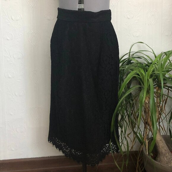 New without tags - J. Crew black lace pencil skirt - size 12 Tall - Picture 1 of 4
